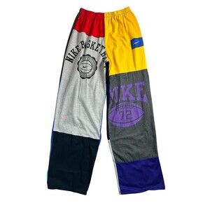 Reworked Graphic T-Shirts Patchwork Upcycled Pants  Size S  Pull-on Straight Leg